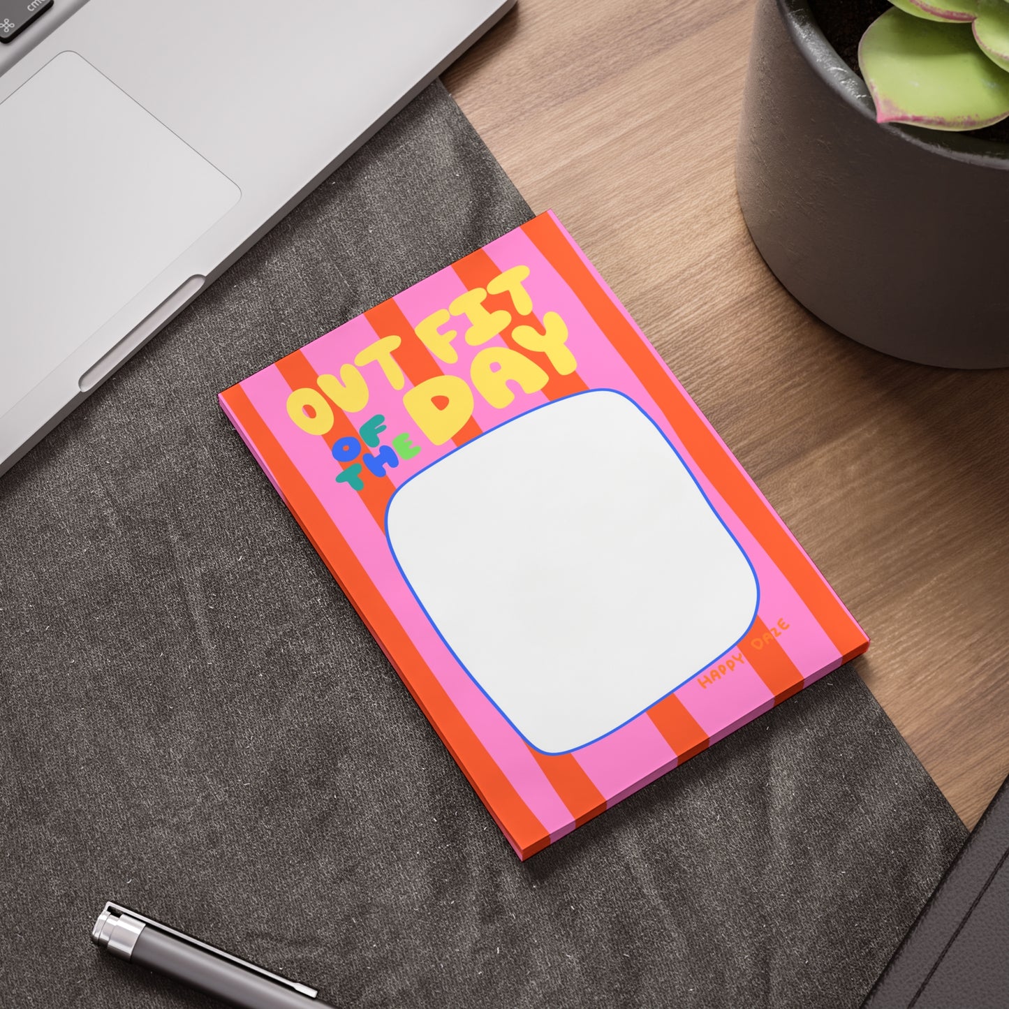 Post-it Note Pad — "Outfit of the Day" Striped Sticky Notes (Bright Fashion Memo)