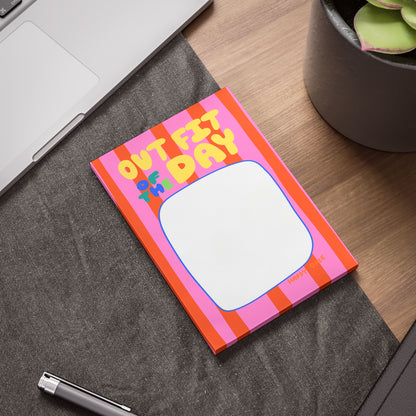 Post-it Note Pad — "Outfit of the Day" Striped Sticky Notes (Bright Fashion Memo)