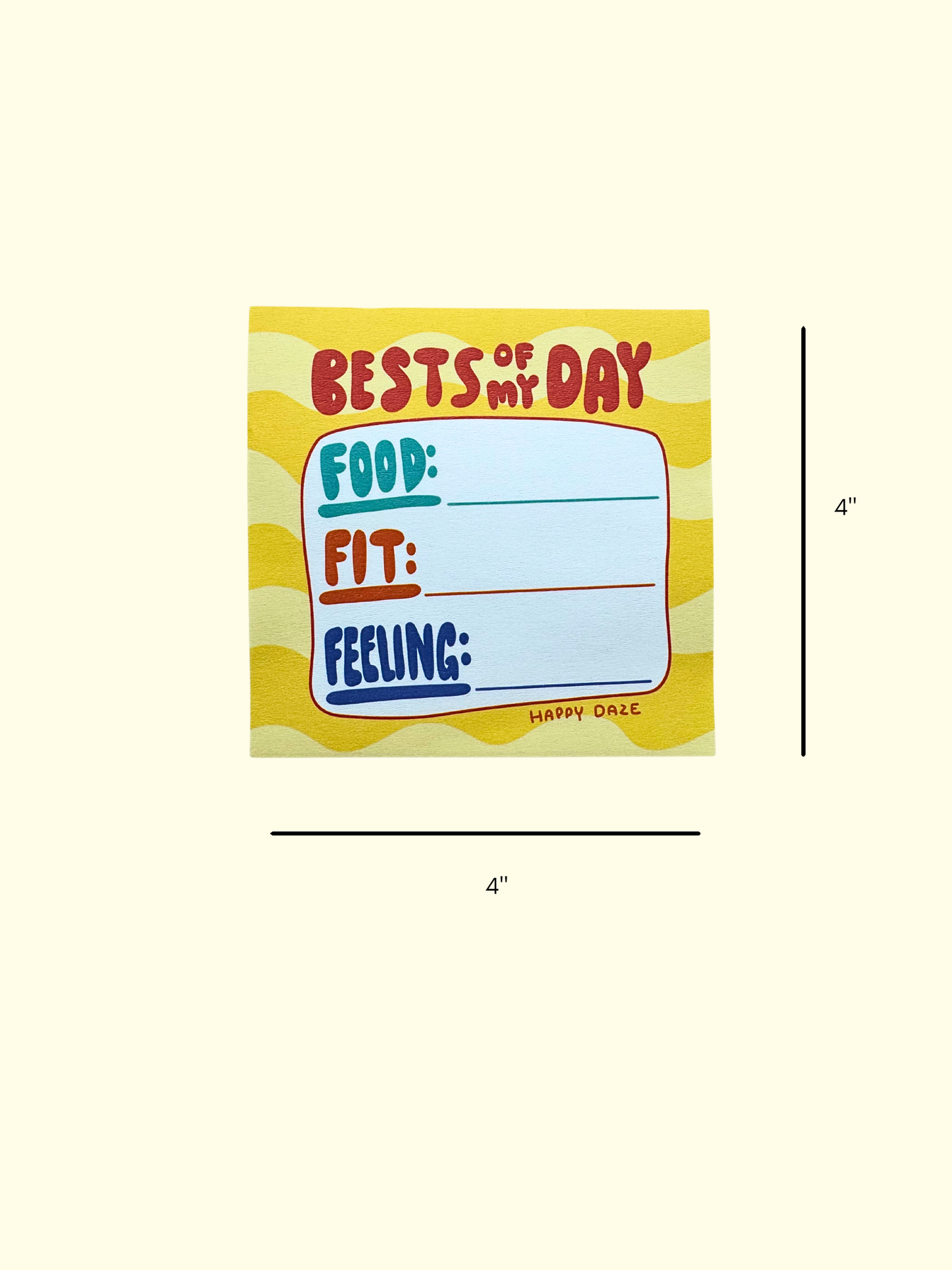 Best of My Day Post-it Note Pad — Daily Gratitude Tracker (Food • Fit • Feeling)