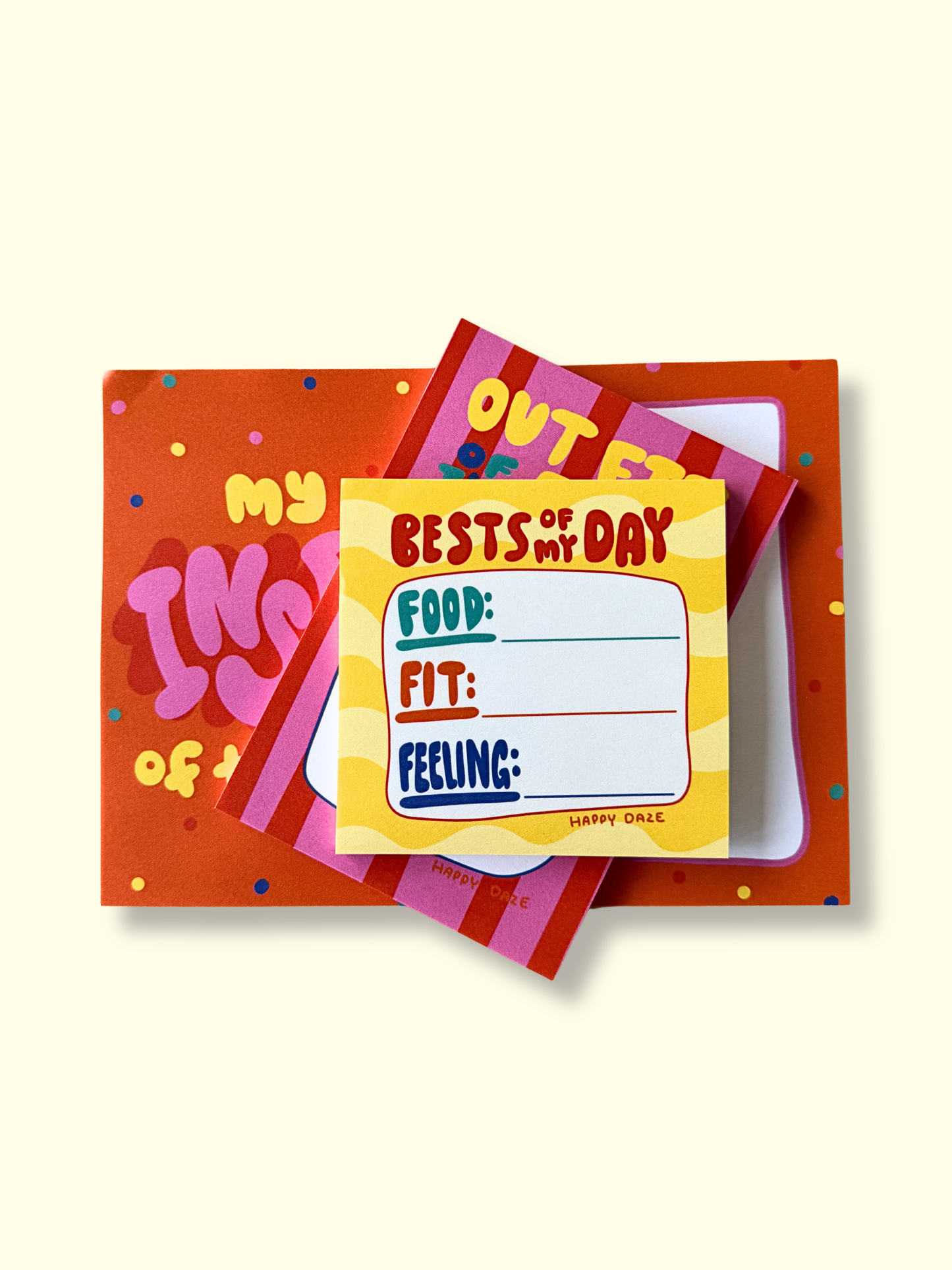 Post-it Note Pad — "Outfit of the Day" Striped Sticky Notes (Bright Fashion Memo)