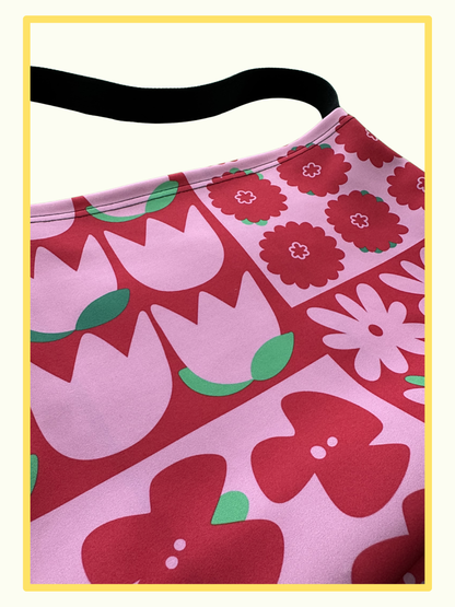 Flowery colour block everyday tote bag
