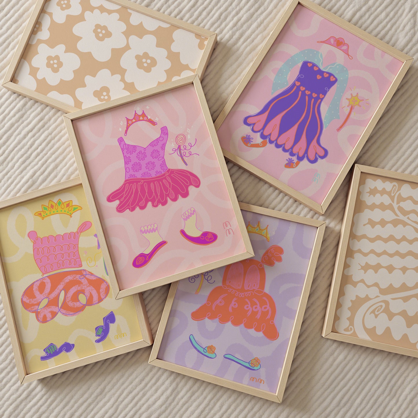 The Violet Print | Magical Princess Gown and Sparkling Wand Dreamy Wall Art for Kids Room