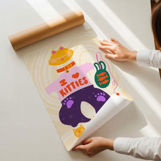 The Catarina Print | Charming 'I Love Kitties' Furry Cat Style for Pet Lovers
