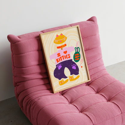 The Catarina Print | Charming 'I Love Kitties' Furry Cat Style for Pet Lovers