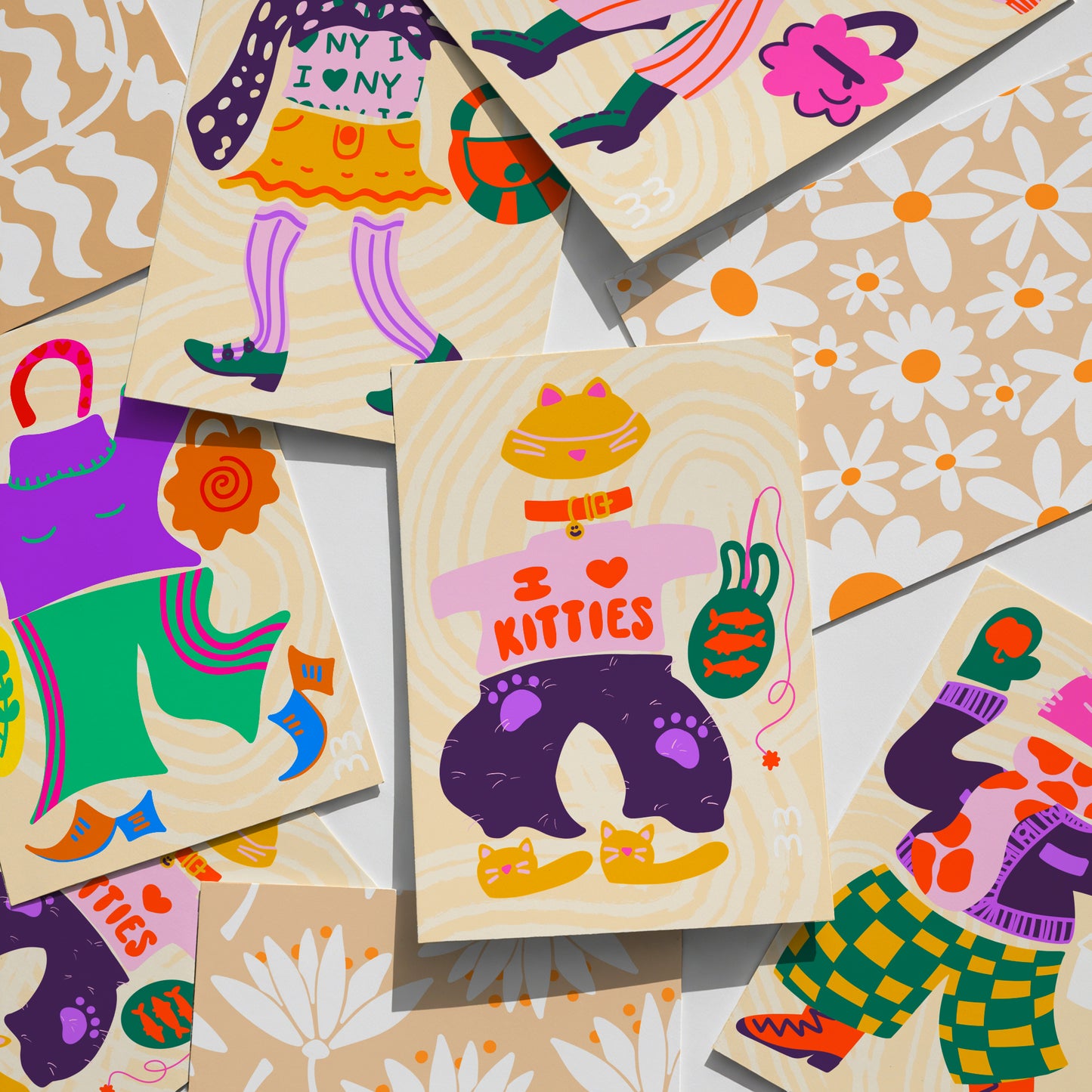 The Catarina Print | Charming 'I Love Kitties' Furry Cat Style for Pet Lovers