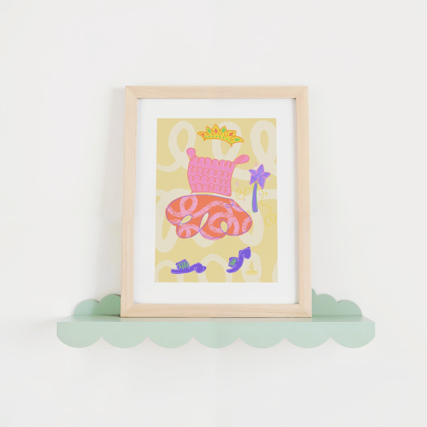 The Piper Print | Whimsical Princess Dream Tutu and Crown Art for Vibrant Kids' Room Decor