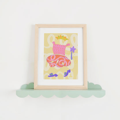 The Piper Print | Whimsical Princess Dream Tutu and Crown Art for Vibrant Kids' Room Decor