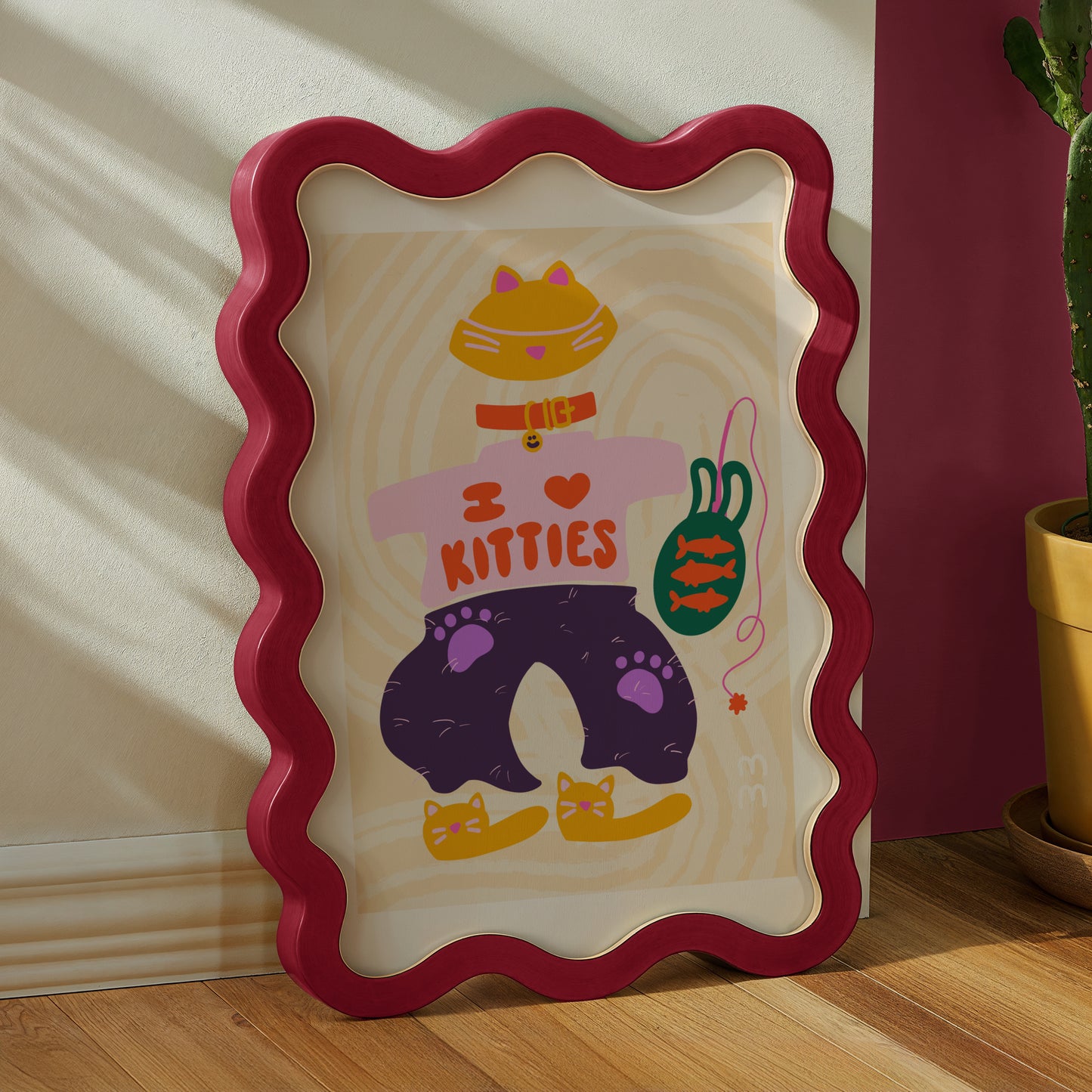 The Catarina Print | Charming 'I Love Kitties' Furry Cat Style for Pet Lovers