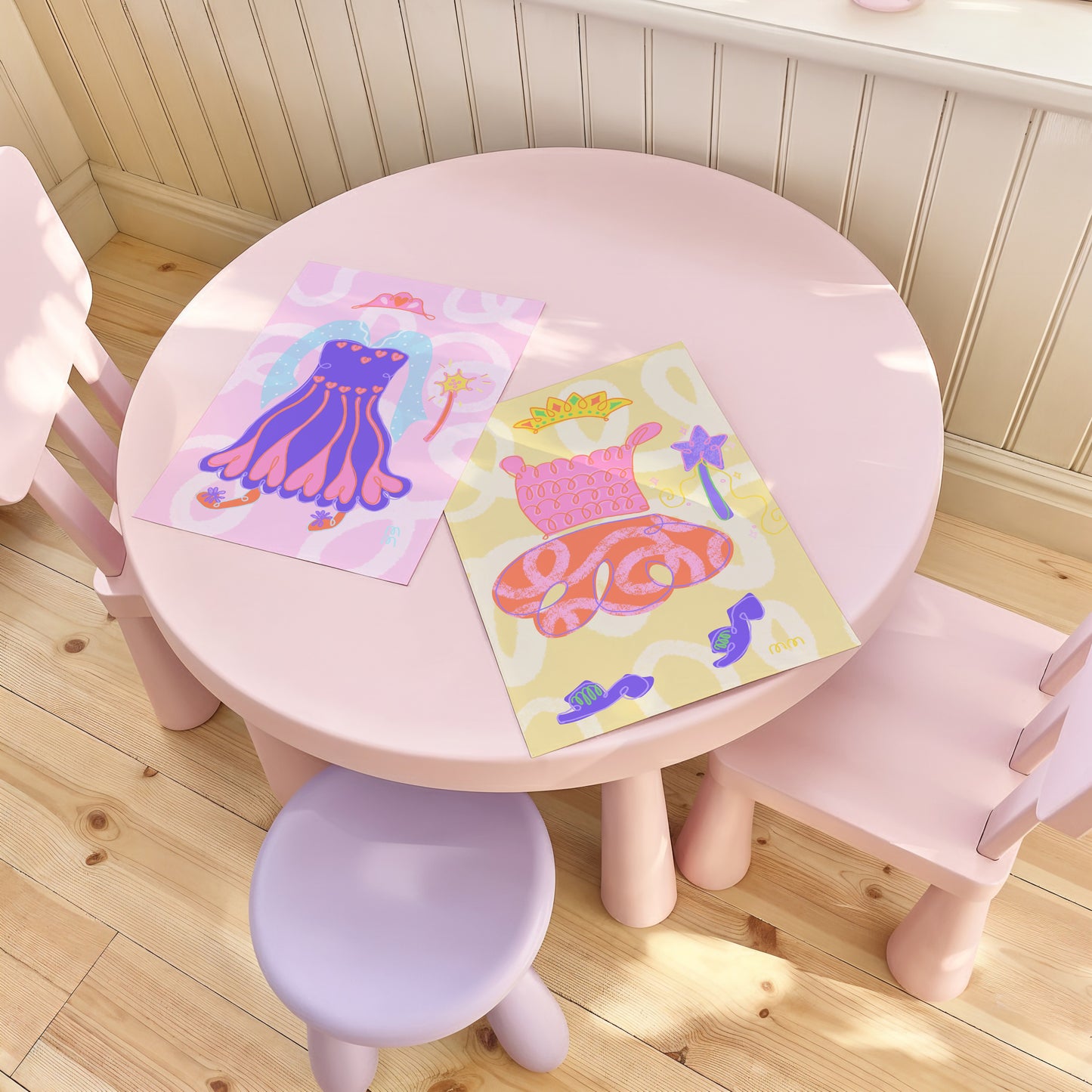 The Piper Print | Whimsical Princess Dream Tutu and Crown Art for Vibrant Kids' Room Decor