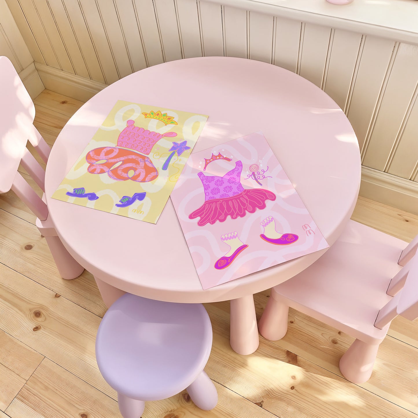 The Evelyn Print | Enchanting Princess Dress-Up Dream Art with Whimsical Pink Hues for Every Royal Room