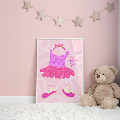 The Evelyn Print | Enchanting Princess Dress-Up Dream Art with Whimsical Pink Hues for Every Royal Room