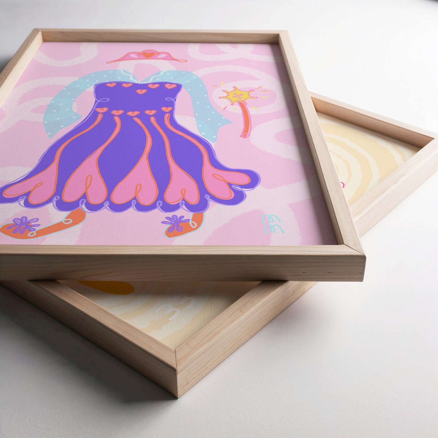 The Violet Print | Magical Princess Gown and Sparkling Wand Dreamy Wall Art for Kids Room