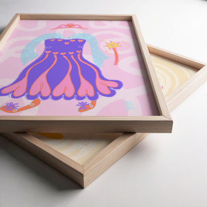 The Violet Print | Magical Princess Gown and Sparkling Wand Dreamy Wall Art for Kids Room