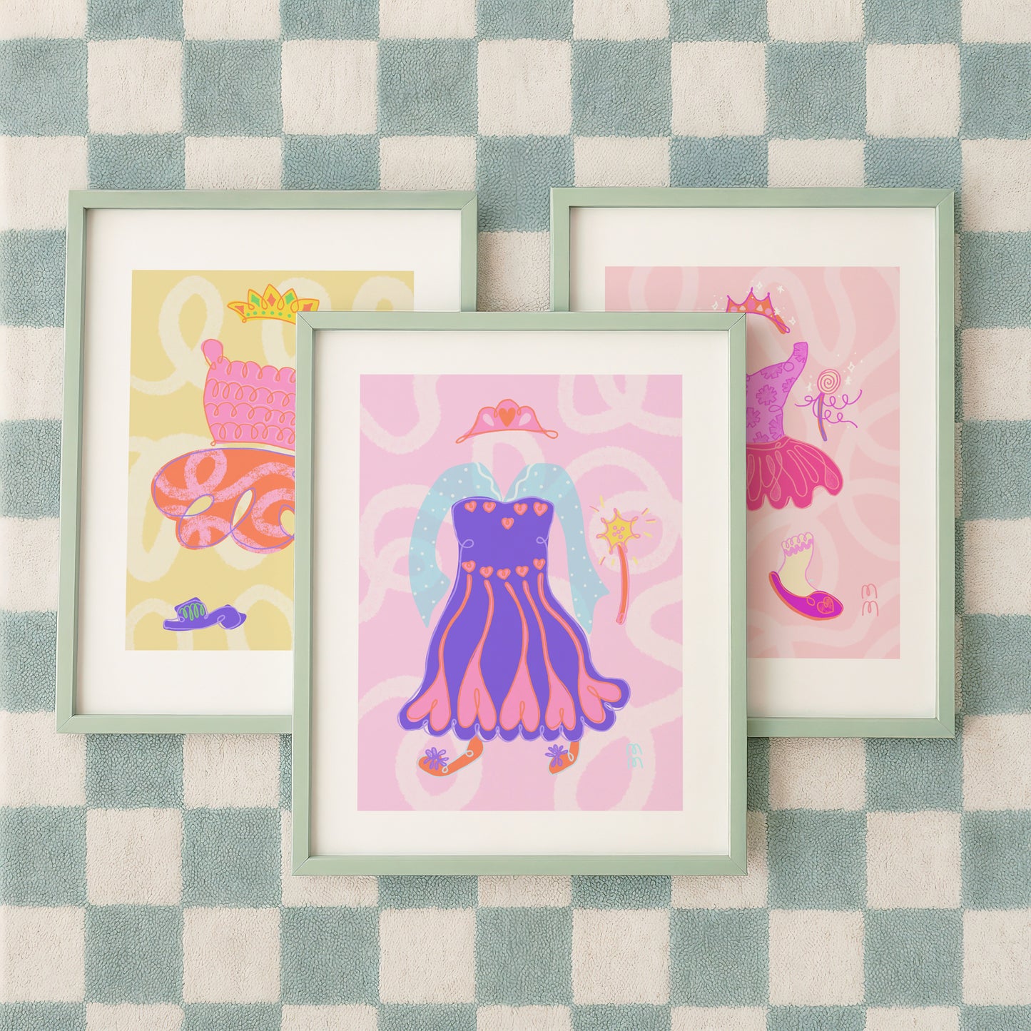 The Violet Print | Magical Princess Gown and Sparkling Wand Dreamy Wall Art for Kids Room
